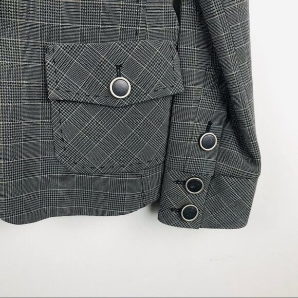 Nicole  Benisti Gray Plaid Single Breasted blazer Jacket women size  6 - Picture 7 of 14